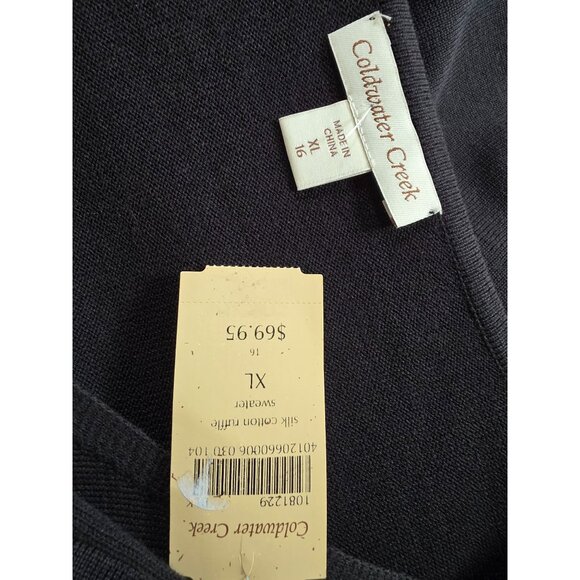 Coldwater Creek Silk Cotton Ruffle Sweater XL Black NWT - Picture 3 of 8